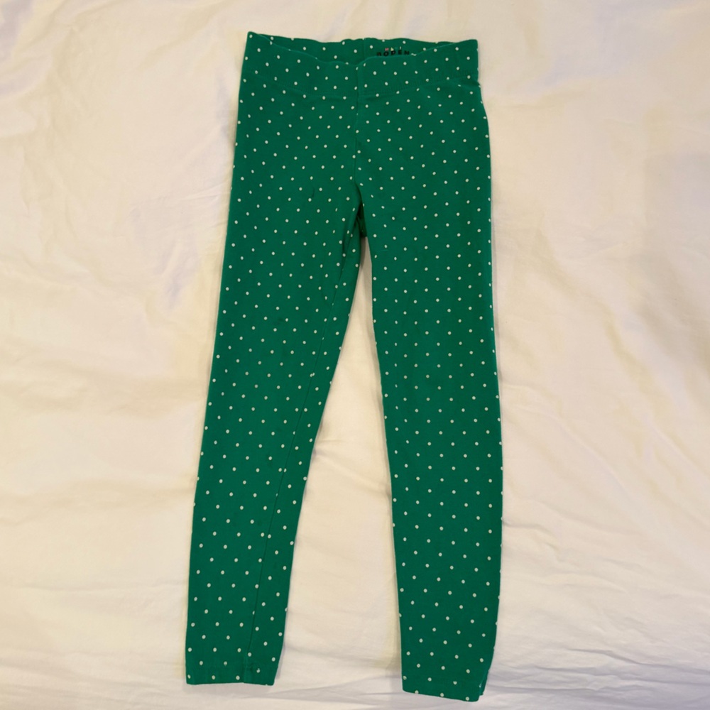 Mini Boden Green Leggings with White Dots